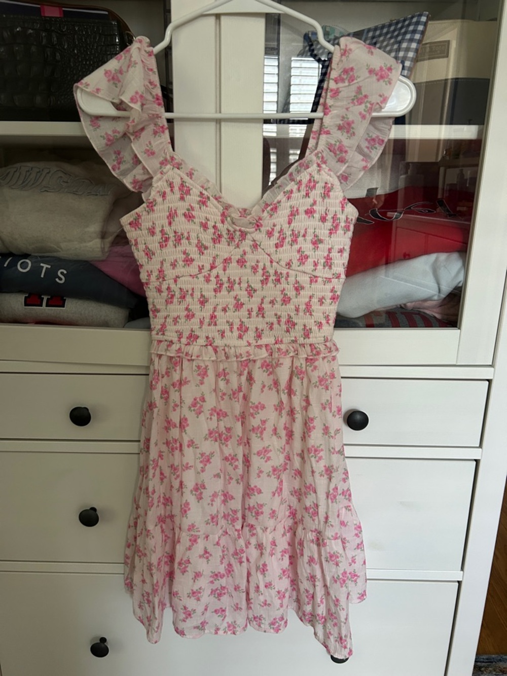 Altar'd State Cream Floral Ruffle Strap Sundress